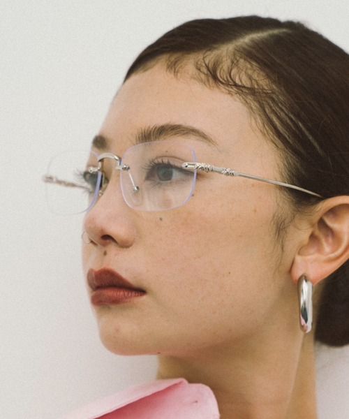 【Grunge Glasses リムレス 伊達メガネ key 23ss】 未使用 HANNE 伊達メガネ メガネ 眼鏡 リムレスメガネ レディース