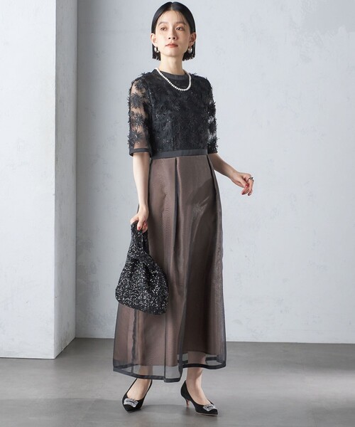 kaene スパンコールエンブロイダリーワンピース/結婚式/お呼ばれ/パーティー kaene ワンピース 「結婚式・パーティ」kaene:エンブロイダリー
