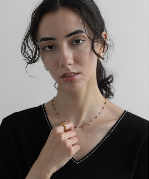 極美品✨CALEE フェザー ネックレス カラービーズ Brass素材 極美品✨CALEE フェザー ネックレス カラービーズ Brass素材