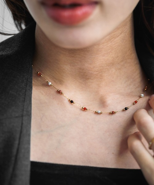 no.390／a'moureveビーズネックレス　金属アレルギー対応 abaskdesign（アバスクデザイン） ネックレス 金属アレルギー対応