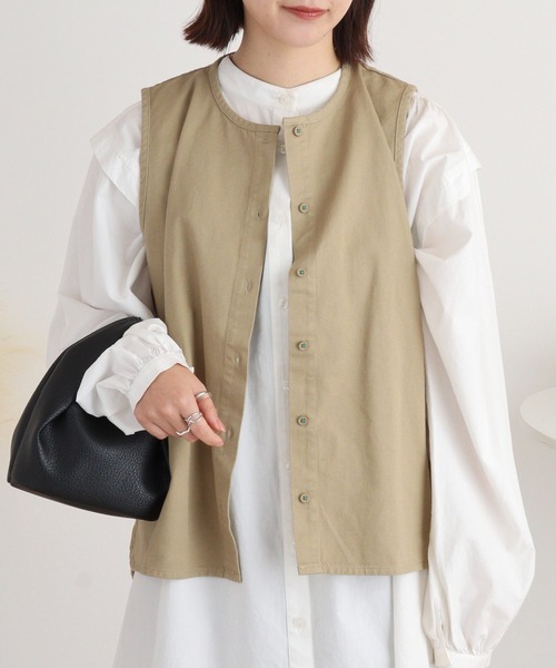 ベスト ジレ EMAGO 丘の上刺繍ベスト レディース