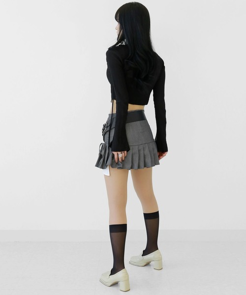minsobi（ミンソビ） スカート サイドシャーリング プリーツミニ