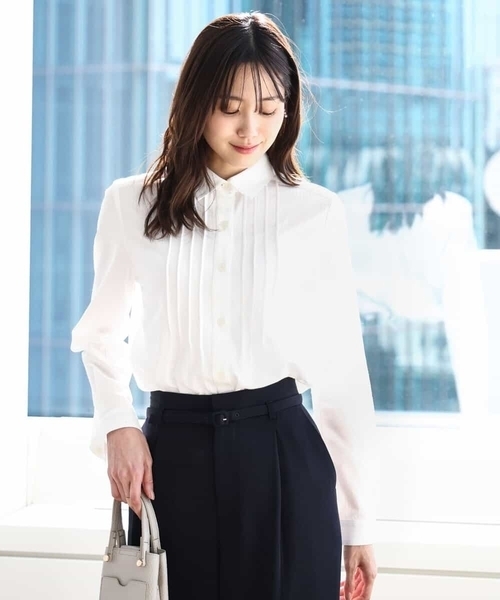 ブラウス シャツ ストレッチジャージシャツ/洗える レディース MK MICHEL KLEIN ブラウス シャツ ストレッチジャージシャツ