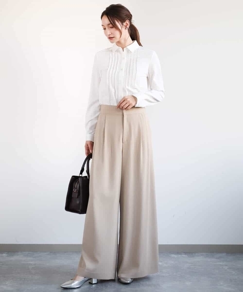 ブラウス シャツ ストレッチジャージシャツ/洗える レディース MK MICHEL KLEIN ブラウス シャツ ストレッチジャージシャツ