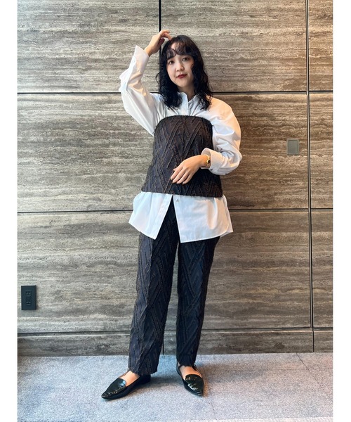 ベスト ジレ CIS． ベアセットアップ ベアトップ＆タックパンツ ハンドウォッシュ ジオメトリックジャカード レディース CIS. ベスト ジレ CIS． ベアセットアップ ベアトップ＆タック
