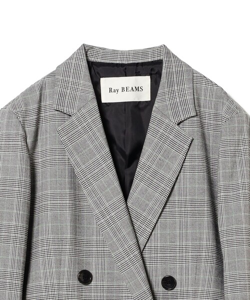 【美品✨】BEAMS F テーラードジャケット チェック 紺 白 Lサイズ相当 BEAMS F（ビームスエフ）の「BEAMS F / TALLIA DELFINO ウール