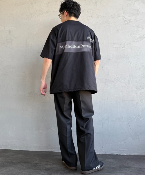 tシャツ 「MANHATTAN PORTAGE/マンハッタンポーテージ」 別注 メッシュ切替 バックプリントTシャツ レディース メンズ Manhattan Portage tシャツ 「MANHATTAN PORTAGE/マンハッタン