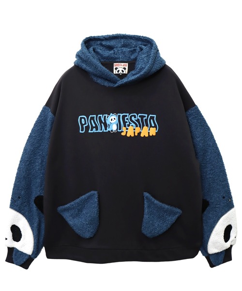 スタディングイラストレーション パンダ メンズ パーカー フーディー XXXL PANDIESTA パーカー シャークパンダ袖BIGプルパーカー(M2