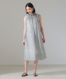 Demi-Luxe BEAMS ワンピース フラワープリント フリルネック