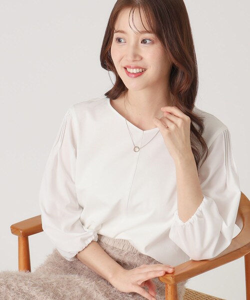 tシャツ 「洗える／日本製／袖の異素材使い」ジャージプルオーバー レディース