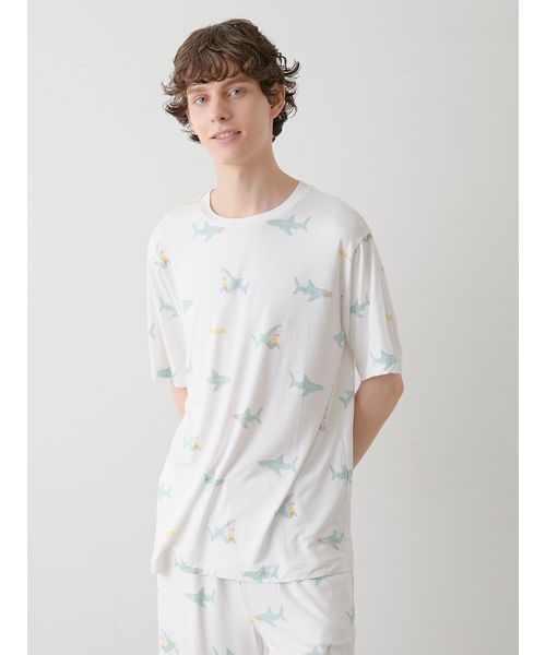 大人気!! gelato pique 【接触冷感】SHARK柄 Tシャツ 接触冷感】SHARK柄Tシャツ（Tシャツ/カットソー）｜gelato pique