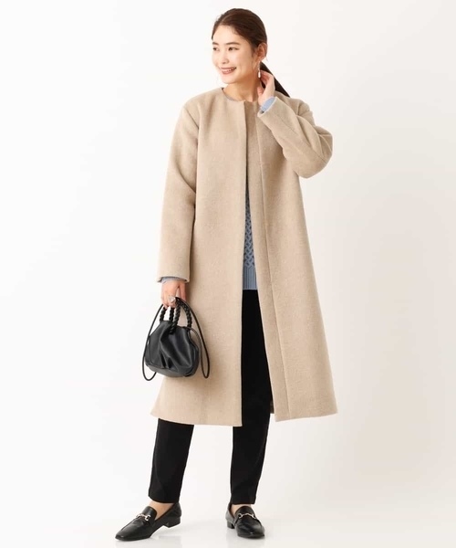 「a.v.v」 ノーカラーコート 38 ライトブルー レディース_画像7