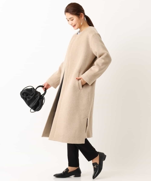 「a.v.v」 ノーカラーコート 38 ライトブルー レディース_画像9