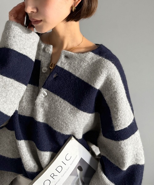 Java ニット セーター 「JaVaジャバコラボ」ボーダー＆無地で大人女子