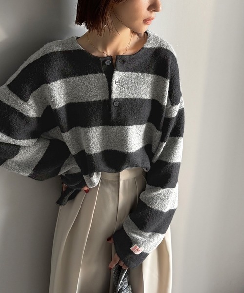 Java ニット セーター 「JaVaジャバコラボ」ボーダー＆無地で大人女子