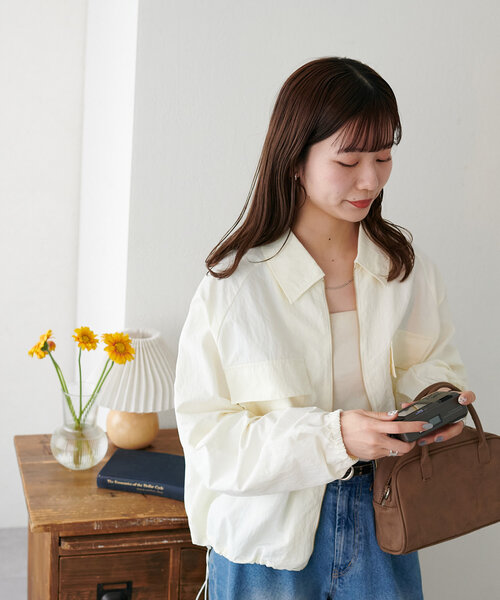 「DISCOAT」 ジップアップブルゾン MEDIUM ライトグレー レディース