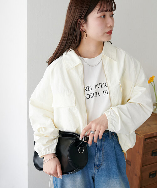 「DISCOAT」 ジップアップブルゾン MEDIUM ライトグレー レディース