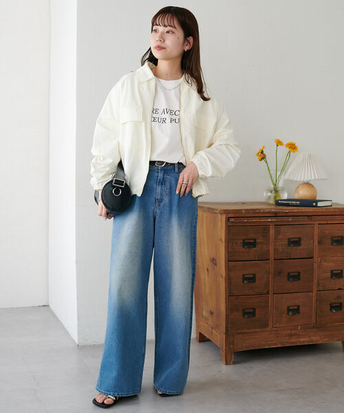 「DISCOAT」 ジップアップブルゾン MEDIUM ライトグレー レディース