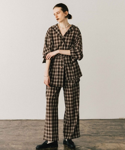 CREDONA（クレドナ） ワイドパンツ パンツ SHEER CHECK TROUSER/シアー
