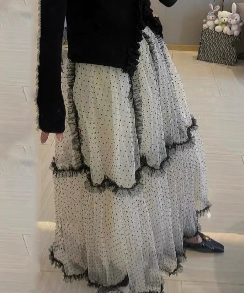 gossip!ロサンゼルス スカート ドット柄フリルチュールボリューム