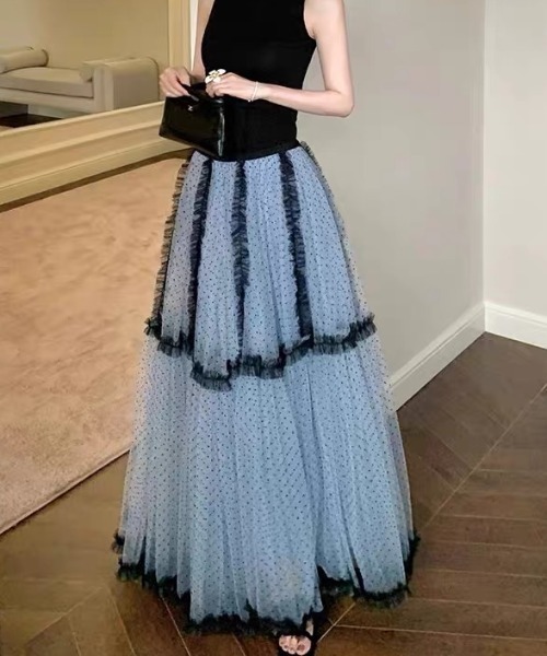 gossip!ロサンゼルス スカート ドット柄フリルチュールボリューム