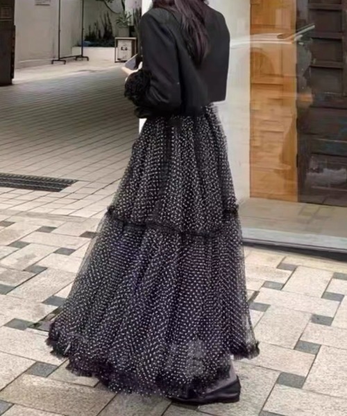 gossip!ロサンゼルス スカート ドット柄フリルチュールボリューム