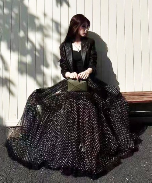 gossip!ロサンゼルス スカート ドット柄フリルチュールボリューム