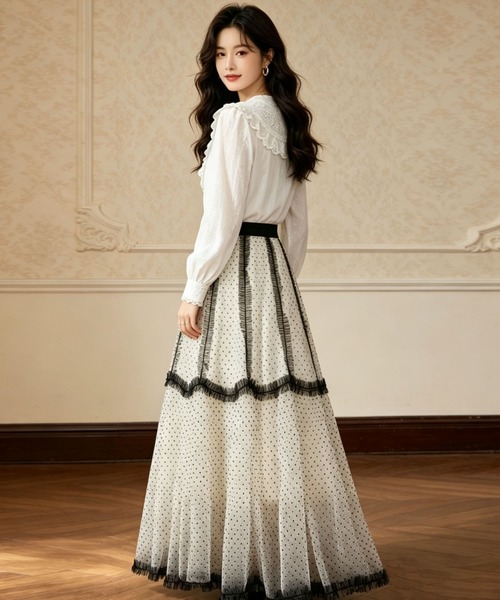gossip!ロサンゼルス スカート ドット柄フリルチュールボリューム