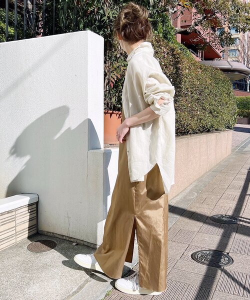 スピックアンドスパン spick&span 長袖シャツ レースシャーリングハイネックトップス（Tシャツ/カットソー