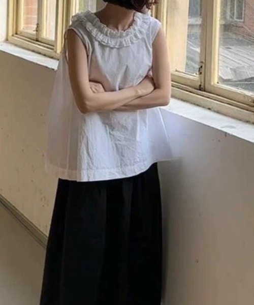 ブラウス シャツ フリルモチーフ2wayノースリーブブラウス レディース