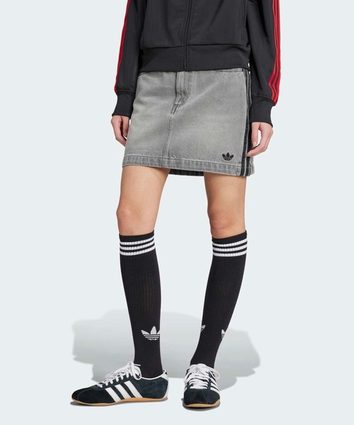 adidas デニムスカート ミニスカート24 アディカラー スリーストライプス デニム ミニスカート