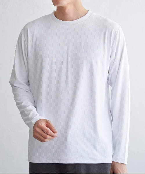 IKKA LOUNGE tシャツ リンクスジャカード市松ロンT メンズ : ZOZOTOWN 