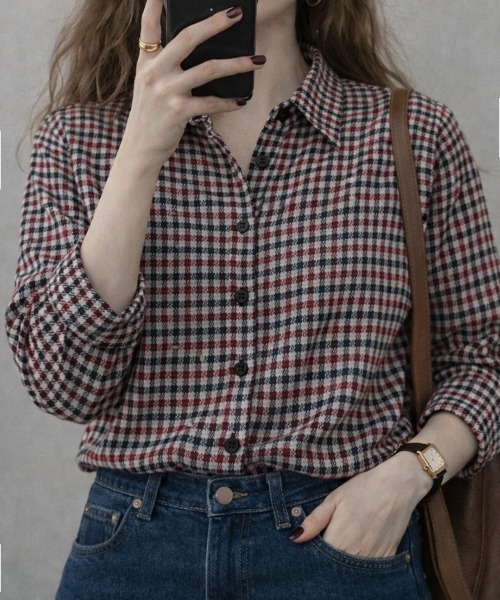 ブラウス シャツ 9分袖ガングラブチェックシャツ レディース | cammie | 18