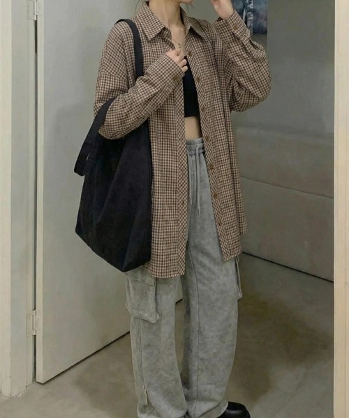 ブラウス シャツ 9分袖ガングラブチェックシャツ レディース | cammie | 14