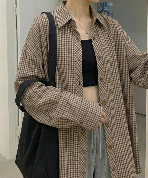 ブラウス シャツ 9分袖ガングラブチェックシャツ レディース | cammie | 13
