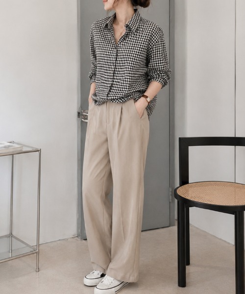 ベースレンジ　チェック　長袖　コットン　レディース　シャツ　ブラウス　XS cammie ブラウス シャツ 9分袖ガングラブチェックシャツ レディース