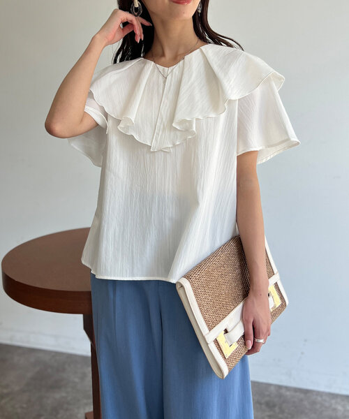 「Chez toi」 半袖ブラウス FREE サックスブルー レディース_画像7