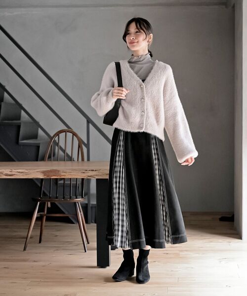 r・p・s ジャンパースカート チェックプリーツ切替ジャンドレ