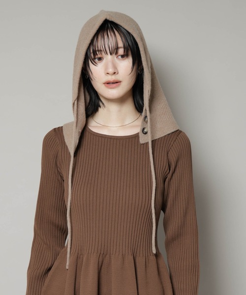 NANO universe（ナノ・ユニバース） ニット帽 ニットキャップ ボタン