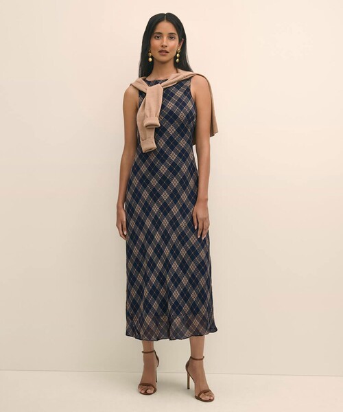 ブルックスブラザーズ（Brooks Brothers）/レーヨンシフォン　タータンチェック　ノースリーブ　ロングワンピース BROOKS BROTHERS（ブルックスブラザーズ） ワンピース レーヨン