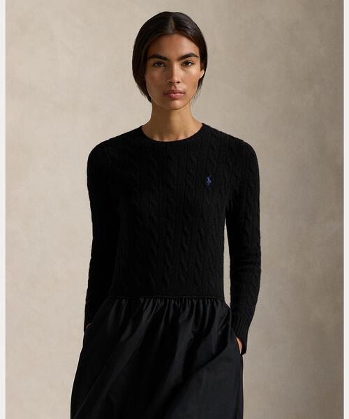 Polo Ralph Lauren 黒ニットワンピース XS POLO RALPH LAUREN（ポロ・ラルフローレン） ワンピース ハイブリッド
