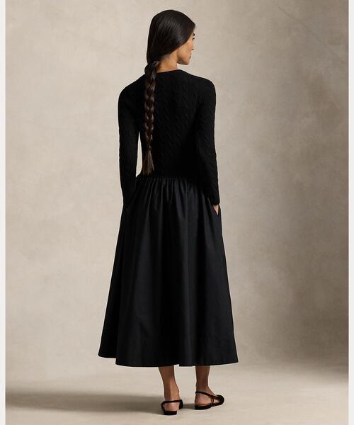 Polo Ralph Lauren 黒ニットワンピース XS POLO RALPH LAUREN（ポロ・ラルフローレン） ワンピース ハイブリッド