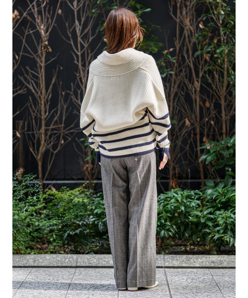ニット セーター メリノ コットン ショールカラー レディース