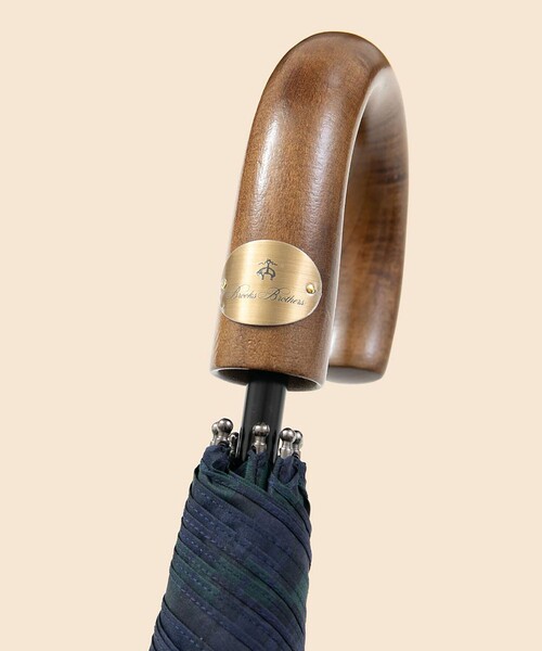 ブルックスブラザーズ　ブラックウォッチ長傘 55cm 木製ハンドル BROOKS BROTHERS（ブルックスブラザーズ） 折りたたみ傘 ブラック