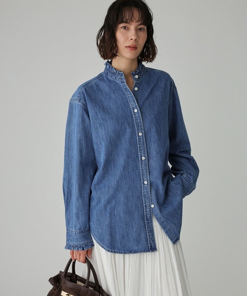 BABYLONE（バビロン） ブラウス シャツ デニムフリルシャツ レディース