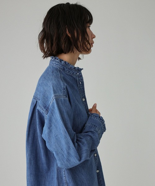 BABYLONE（バビロン） ブラウス シャツ デニムフリルシャツ レディース
