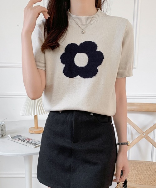 「ABITOKYO」 半袖ニット FREE ベージュ レディース_画像3