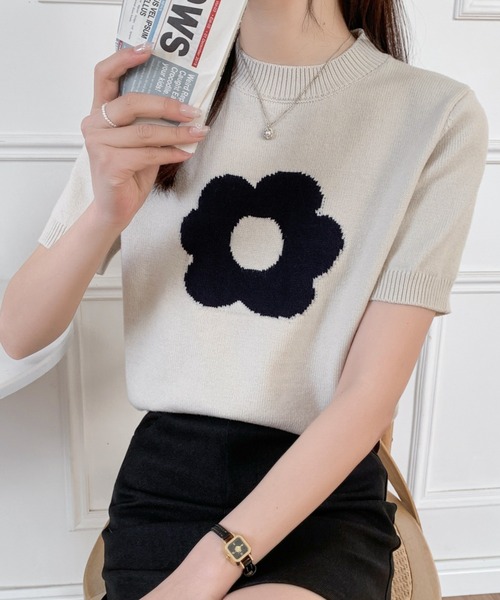 「ABITOKYO」 半袖ニット FREE ベージュ レディース_画像5