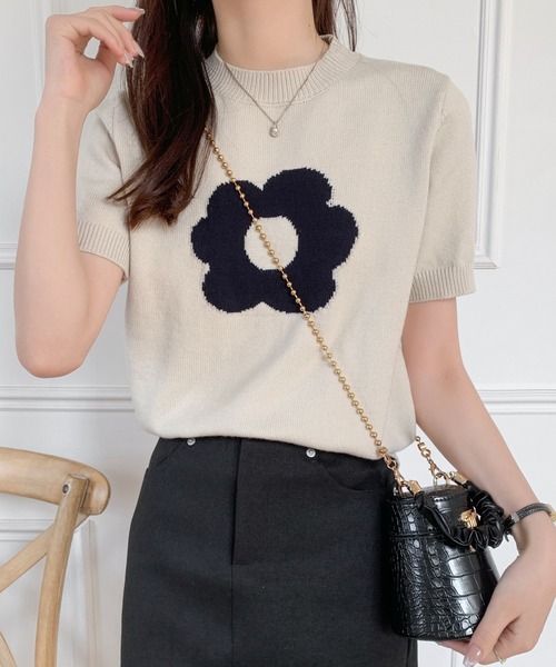 「ABITOKYO」 半袖ニット FREE ベージュ レディース_画像6