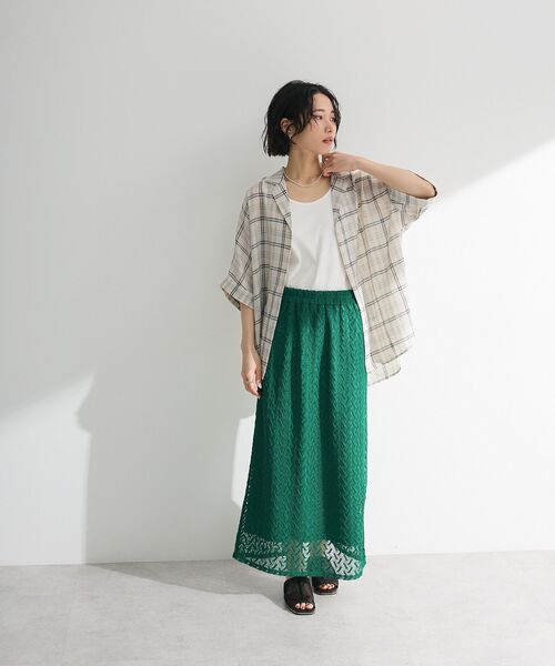 「Green Parks」 「chocol raffine robe」半袖シャツ FREE グリーン レディース_画像2